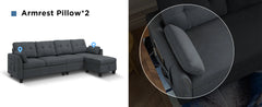 Convertible Sectional Sofa L Shaped Couch Reversible Sectional for Small Apartment, Bluish Grey