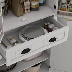 Kitchen Pantry Cabinet with Motion Sensor Light, Tall Storage Cabinet with 6 Door Shelves, a Drawer & 4 Adjustable Shelves