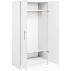 Armoir, Elite 32"W x 65"H x 24.5"D White Wardrobe Closet & Cabinet - Functional Clothes Storage with Hanging Rail, Armoir