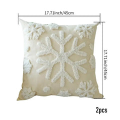 Snowflake Pillow Covers Decorative Christmas Cushion Covers 45x45cm/18x18inch Throw Pillow Covers 2x Snowflakes Square Embroider