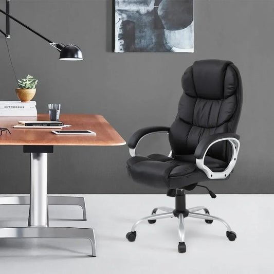 Office Chair Cheap Desk Chair Ergonomic Computer Chair with Lumbar Support Arms Headrest PU Leather Modern Rolling Swivel