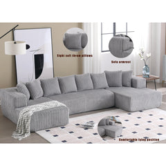 131'' Modular Sectional Couch,U-shaped sofa,Chaise Lounge, Striped fabric,Upholstered 4 Seater Couch,Free Combination Sofa