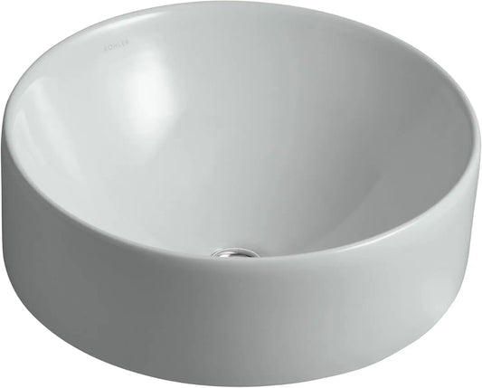 Vox Vessel Round Above-Counter Bathroom Sink, Biscuit