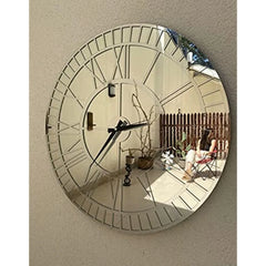 Mirror Wall Clock Real Silver Mirror Wall Clock,Modern Clocks for Wall, Big Clock Silent Non Ticking,Home Decor