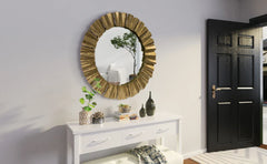 Handcrafted Round Wall Mirrors Decorative Modern Wall-Mounted Mirrors for Living Room, Entryway, Foyer, Hallway, Be