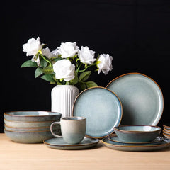 Ceramic Dinnerware Sets,Handmade Reactive Glaze Plates and Bowls Set,Highly Chip and Crack Resistant