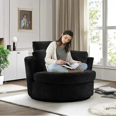 42'' W Living Room Chair, 360 Degree Oversized Swivel Accent Chairs, Modern Upholstered Arm Chairs, Comfy Round Swivel Chair