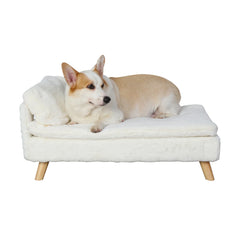 Elevated Pet Bed,Nordic Pet Stool Bed with Cozy Pad Waterproof,Pet Sofa Bed with Sturdy Wood Legs for Small Dog Kitten