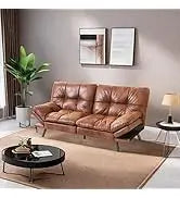 L Shaped Sofa with Ottoman Modern Sectional Living Room,Bedroom,Office,L Couch Brown