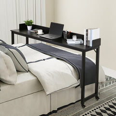 AOOU Overbed Table with Wheels, Queen/Full Size Over Bed Table, Mobile Computer Desk Laptop Cart, Dining Bar Table or Laptop