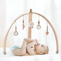 Baby Wooden Gym Frame Rocket Model Newborn Activity Gym Frame Hanging Pendant Rattle Toys For Baby Education Montessori Toys