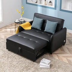 Modern Convertible Sleeper Sofa Bed, Seat Lounge Sofa w/Reclining Backrest,Toss Pillows,Sofa Couch Pullout Bed for Living Room