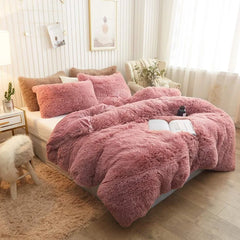 Plush Shaggy Duvet Cover Luxury Ultra Soft Crystal Velvet Bedding 1PC(1 Faux Fur Duvet Cover),Zipper Closure