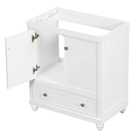 30" Bathroom Vanity with Sink, Combo, Cabinet with Doors and Drawer, Solid Frame and MDF Board, White (Old Sku:JL000006AAK)