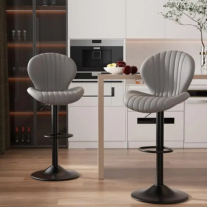 Bar Stools Set of 2 Modern Swivel Bar Chairs, Barstools Counter Height with High Backrest, Easy 3-5 Minute Assembly for Bar