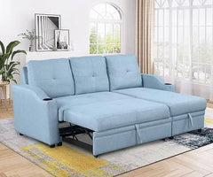 Modern Convertible Sleeper Sofa Bed, Seat Lounge Sofa w/Reclining Backrest,Toss Pillows,Sofa Couch Pullout Bed for Living Room