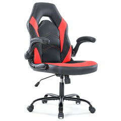 JHK Ergonomic Office Computer Gaming Desk Chair Adjustable Swivel Task PU Leather Racing Chair with Flip-up Armrest For Office