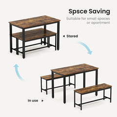 Dining Table Set, Bar Table with 2 Dining Benches, Kitchen Table with Chairs,Kitchen Breakfast Table, Living Room, Party Room