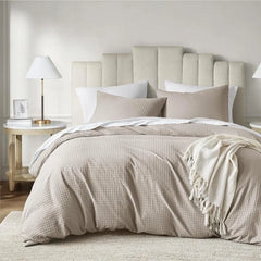 Duvet Cover Queen - Waffle Weave Textured Soft 3 Pieces Bedding Comforter Cover with Pillowcase for All Season (No Comforter