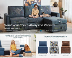 Sectional Sofa Blue 300lb Weight Capacity Changeable Covers Storage Seat Memory Foam Cushion Easy Assembly 6 Packages