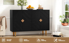 HLR 48" accent cabinet with 4 doors, embossed pattern, ideal for living room, kitchen, or hallway.