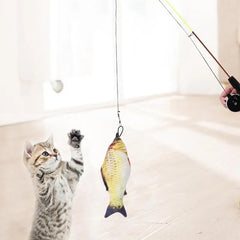 Retractable Cat Wand Toy Cat Teaser Fish Toy With And Wheel Kitten Toys With Fishing Pole For Cats Kittens Having Fun Exerciser