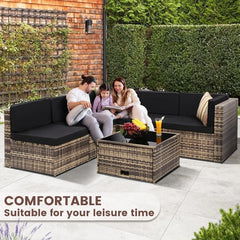 8PCS Outdoor Wicker Rattan Patio Furniture Sectional Set with Hidden Storage 7 Sofa Sections Oversized Cushions