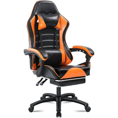 Ergonomic Gaming Chair with Footrest, PU Leather Video Game Chairs for Adults, Reclining Gamer Chair Office Chair