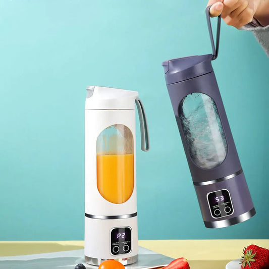 450ml Portable Juicer Cup 12 Blade Head USB Charging Mini Blender Electric Juicer 3 Gears Double Cover Fruit Mixer Ice Crusher