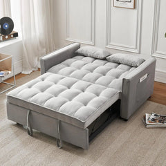 Sofa Bed, Modern Velvet 3-in-1 Convertible Futon Sofas Bed with Adjustable Backrest and Storage, Includes Pillows, Sofa Sleeper