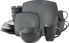 Square Reactive Glaze Stoneware Dinnerware Set, Service for 4 (16pc), Eclipse