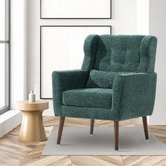 Accent Chairs Set of 2 for Living Room, Chenille Upholstered Mordern Armchair Comfy Soft Padded Reading Arm Chair Solid Wood Leg