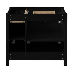 36" Black Bathroom Vanity Cabinet with Resin Integrated Sink - 2 Drawers, 3 Doors