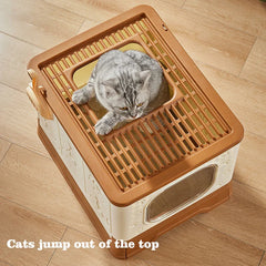 Large Portable Cat Litter Box Cat Feces Easy Clean And Install Pet Toilet With Anti-Splash And Plastic Spoon Removable With Rais