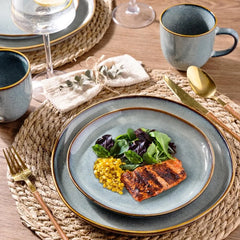 Ceramic Dinnerware Sets,Handmade Reactive Glaze Plates and Bowls Set,Highly Chip and Crack Resistant