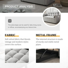 Sofa Bed, Modern Velvet 3-in-1 Convertible Futon Sofas Bed with Adjustable Backrest and Storage, Includes Pillows, Sofa Sleeper