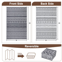 Outdoor Rug 5x8 Waterproof Reversible Patio Rug Outside Plastic RV Rug Boho Camping Rug for Camper Porch Balcony Backyard Picnic