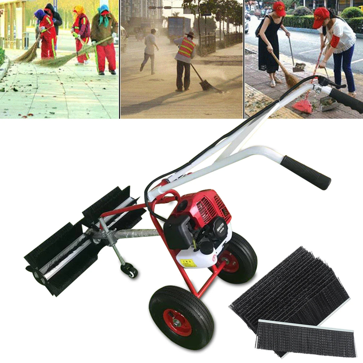 1.25KW Manual Floor Effortless Sweeper Leaf Blower Rustproof for Clean Dirt Leaves and Snow