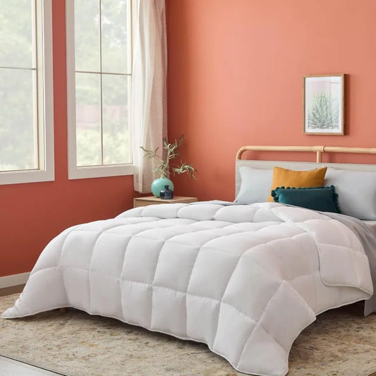 White Down Alternative Comforter and Duvet Insert , All-Season Comforter - Box Stitched Comforter - Bedding - Twin