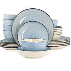 Gia 24 Piece Round Stoneware Dinnerware Set in Cream