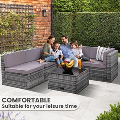 8PCS Outdoor Wicker Rattan Patio Furniture Sectional Set with Hidden Storage 7 Sofa Sections Oversized Cushions