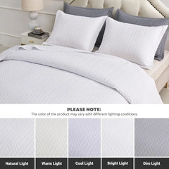 Lightweight Bedspread Ultrasonic  Pattern Light Coverlet for All Season Comforter Bedding Decor - 3 Piece Bed Cover Sets