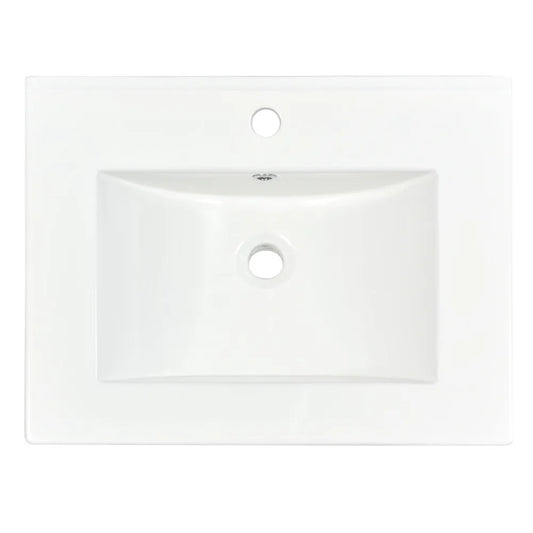 [Sink Only]24 Inch Modern Bathroom Vanity Modern White Bathroom Sink Rectangle Above Counter Porcelain Ceramic Vessel Vanity