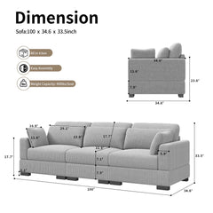 Modular Sectional Sofa, Cloud Couch Sectional 2/3/4 Seater, Corduroy Fabric Sectional Couch with Pillows for Modern Living Room