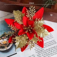 30/14.5cm Glitter Artifical Christmas Flowers Christmas Tree Decoration for Home Fake Flowers Plant Xmas New Year Party Decor