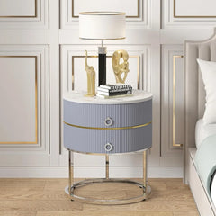 Side Table for Living Room Bed Room Bedside Tables Modern Nightstand With 2 Drawers Furniture Silver Bedroom Home