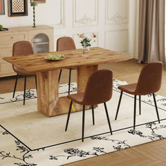 Dining Table Set, Modern Faux Marbled Pattern, MDF Density Board Base, Dining Table and PU Back Leather Chairs, Dining Table Set