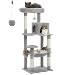 Cat Tree for Indoor Cats 5-Level Cat Tower for Large Cats with Large Hammock Sisal Covered Scratching Posts Cozy Condo Top Perch