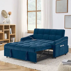 Modern Convertible Sleeper Sofa Bed, Seat Lounge Sofa w/Reclining Backrest,Toss Pillows,Sofa Couch Pullout Bed for Living Room