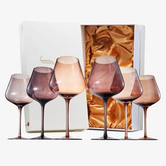 Cup Set All Occasions 20 Oz Glasses 6-Piece Set Special Celebration Barware Unique Style High Handle Elegant Amber Glassware Bar